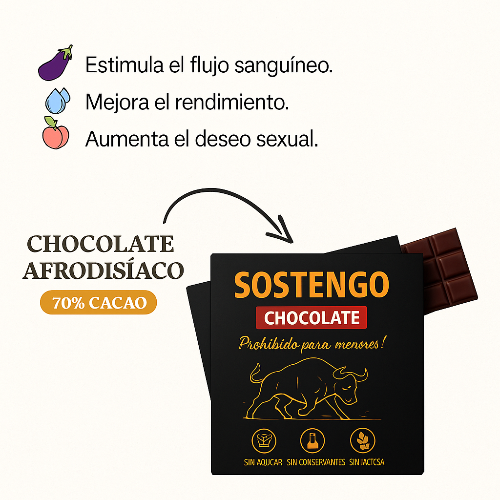 Chocolate Afrodisíaco Barra 100g - Sostengo™